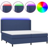 Box spring postelja z vzmetnico LED modra 200x200 cm blago, (20761116) | Shoptok.si