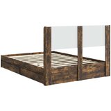  Krevetna konstrukcija s pohranom i uzglavljem Dimljeni hrast Smeđa 160 x 200 cm | Shoptok.si