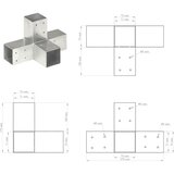 Spojnik za stupove u X-obliku od pocinčanog metala 71 x 71 mm | shoptok.hr