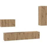 vidaXL Stenski TV kabinet s polico Drugo s shranjevanjem z vrati 4 pcs Obrtniški hrast | Shoptok.si