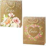 GIFT Bag Love Inscription Flowers Glitter 32 x 26 x 10 cm Cene