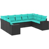 vidaXL Vrtni set od 9 dijelova s jastucima crni poliratan - Crna i plava Bez stola 1 | shoptok.hr