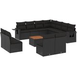  12-dijelni set vrtnih sofa od poliratana s jastucima crni | shoptok.hr