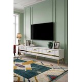 Hanah home TV komoda Ilay, 180 cm, bela / zlatna Cene