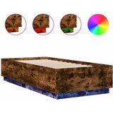 Maison Chic Posteljni okvir - Enojna postelja - Postelja za odrasle z LED lučkami dim. hrast 100x200 cm inž. les, (21697340) | Shoptok.si