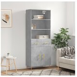 vidaXL Visoka komoda siva betona 69 5x34x180 cm od konstruiranog drva | shoptok.hr
