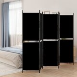 vidaXL Sobna pregrada s 5 panela crna 250 x 180 cm od tkanine | shoptok.hr