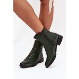 Boto Insulated women's boots with flat heel green Labise Cene