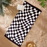 Catherine Lansfield Črno-bela bombažna brisača za na plažo 76x160 cm Checkerboard – | Shoptok.si