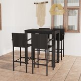 The Living Store Zunanja barska garnitura 5-delna z naslonjali poli ratan črna - Vrtna Barska Garnitura, (21423164) | Shoptok.si