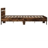  Posteljni okvir z vzglavjem dimljen hrast 135x190 cm inž. les, (20978768) | Shoptok.si
