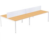 Paperflow Skupinska pisalna miza za 4 osebe, širina 1400 / 2800 mm, globina 600 / 1260 mm, bele barve / bukev | Shoptok.si