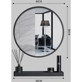  Elegantno ogledalo s policom – crna boja, 80 cm | shoptok.hr