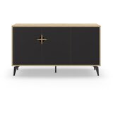 Marckeric Crna/u prirodnoj boji niska komoda u dekoru hrasta 140x79 cm Nola – Cijene