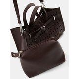 Sinsay Set od imitacije kože: torba s ažurnim uzorkom i kozmetička torbica | shoptok.hr
