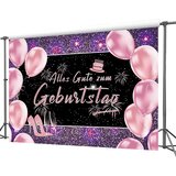 NIKCORP Velik rojstnodnevni banner za dekoracijo zabave, ozadje za slikanje Happy Birthday, roza, 210x150 cm, pralen material, (5000298775) Cene