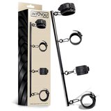 INTOYOU Black Shadow Detachable Rigid Spreader Bar and 4 Detachable Neoprene and Vegan Leather Cuffs Black Cene