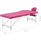 vidaXL Sklopivi masažni stol s 3 zone aluminijski ružičasti | shoptok.hr