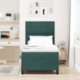 Box Postelja s škatlastim vzmetenjem z vzmetnico temno zelena 80x200 cm žamet, (22053943) | Shoptok.si