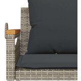 vidaXL Gugalna klop z blazinami siva 109x62x40 cm poli ratan | Shoptok.si