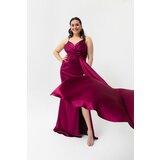Lafaba Women's Plum Plus Size Long Satin Evening Dress & Prom Dress | shoptok.hr