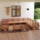 vidaXL Vrtna sedežna garnitura 12-delna medeno rjava trdna borovina Cene