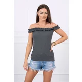 Kesi Shoulder blouse with graphite ruffles