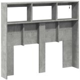 vidaXL Ormarić za uzglavlje LED svjetlima boja betona 120x17x102 cm | shoptok.hr