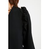 Trendyol Black Straight Cut Gathered Ruffle Detail Mini Woven Dress | Eponuda.ba
