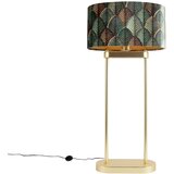 QAZQA Vloerlamp messing met ovale kap blad design en gouden binnenkant 35cm - Thijmen Cene
