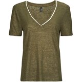 Only Majice s kratkimi rokavi ONLDORIT S/S V-NECK SHINE TOP JRS Kaki | Shoptok.si
