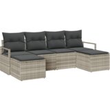  6-dijelna garnitura za vrt s jastučićima svjetlosiva poli ratan | shoptok.hr