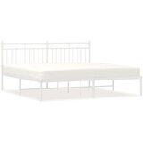Metalni Kovinski posteljni okvir z vzglavjem bel 183x213 cm | Shoptok.si