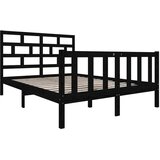  Okvir za krevet od masivne borovine crni 135x190 cm bračni | Shoptok.si