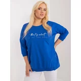 Fashion Hunters Plus size cobalt blue blouse with 3/4 sleeves