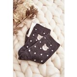 Aura.via Women's Warm Polka Dot Socks with Dark Grey Teddy Bear | Shoptok.si