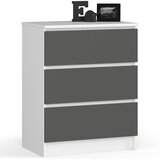 AKORD Komoda, 3 Predali, Bela/Siva, (5000332191) | Shoptok.si
