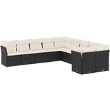  The Living Store Vrtna sedežna garnitura 10-delna z blazinami črn poli ratan - Vrtna Sedežna Garniture, (21449628) | Shoptok.si
