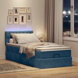 vidaXL Otomanski posteljni okvir z vzmetnico moder 90x190 cm žamet | Shoptok.si