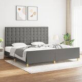Maison Chic Posteljni okvir - Dvoposteljna postelja - Zakonska postelja brez vzmetnice temno siv 200x200 cm blago-J4456, (21766357) | Shoptok.si