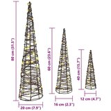 vidaXL Božično drevo 3 pcs Toplo bela 40 cm 60 cm 80 cm Ratan | Shoptok.si