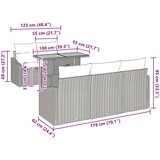  Vrtni Kavč Set Set 6 Črn Ratan, Poliester, Temperirano Steklo, (22064985) | Shoptok.si