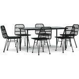  7-dijelni vrtni blagovaonski set od poliratana crni | shoptok.hr