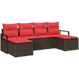 vidaXL Set sofe 6 kom. Smeđa i crvena poliratan - Smeđe-crvena | shoptok.hr