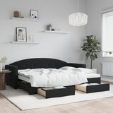  Dnevni krevet na razvlačenje s ladicama crni 80 x 200 cm baršun | shoptok.hr