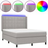  Krevet box spring s madracem LED svjetlosivi 140x190 cm tkanina | shoptok.hr