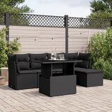  6-dijelni set vrtnih sofa s jastucima crni od poliratana Crna 100 x 55 x 73 cm | Shoptok.si