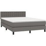  Box spring postelja z vzmetnico LED siva 140x200cm umetno usnje, (20790845) | Shoptok.si