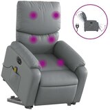 Maison Chic Električni masažni stol - Relax naslanjač s funkcijo vstajanja sivo umetno usnje, (22061706) Cene