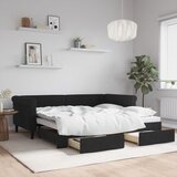  Dnevni krevet na razvlačenje s ladicama crni 90 x 190 cm baršun | shoptok.hr
